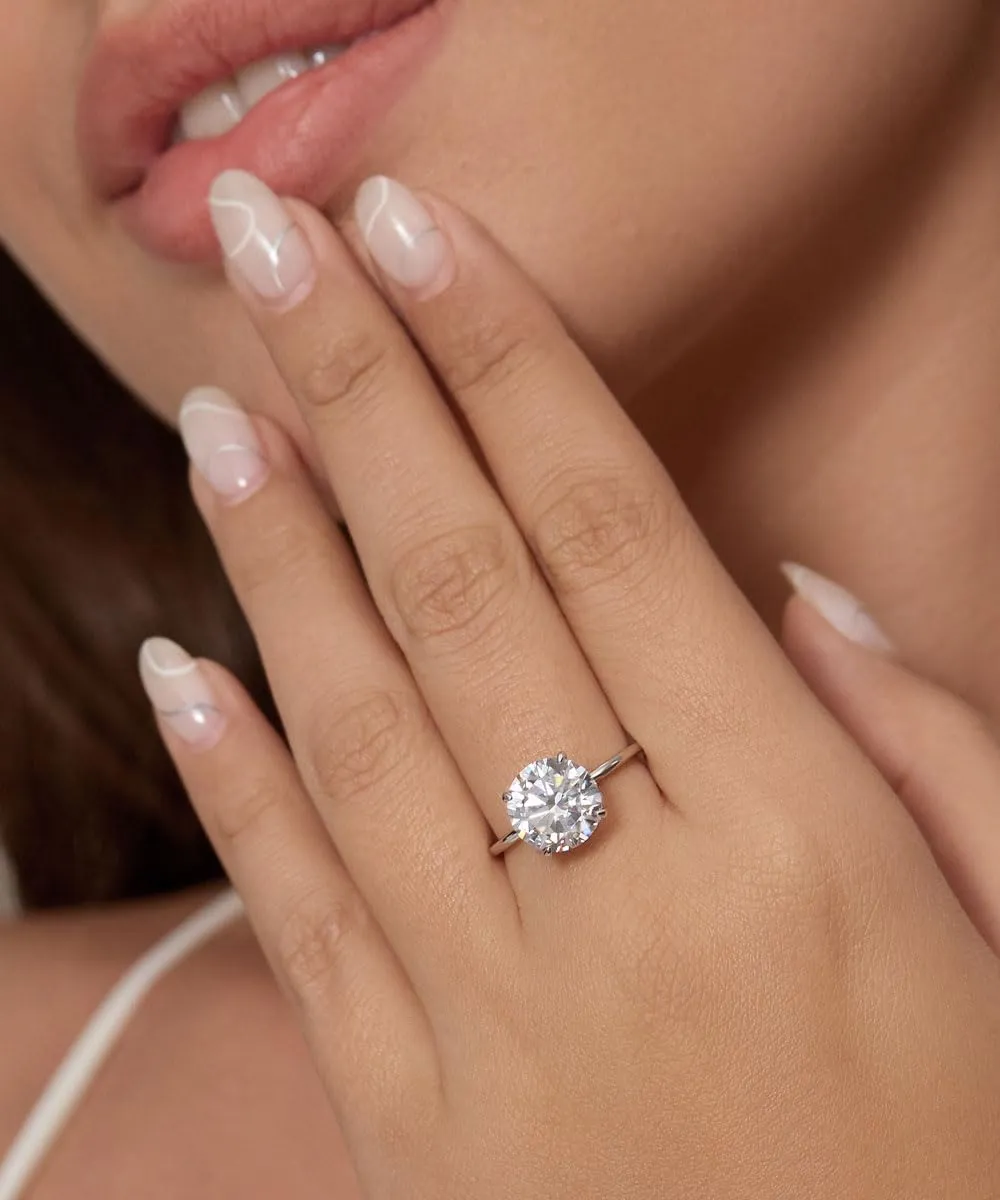 Michooyel S925 4ct Round Brilliant Cut Solitaire Engagement Rings For Women Wedding Ring Sterling Silver Cubic Zirconia Promise Ring Fine Jewelry For Women
