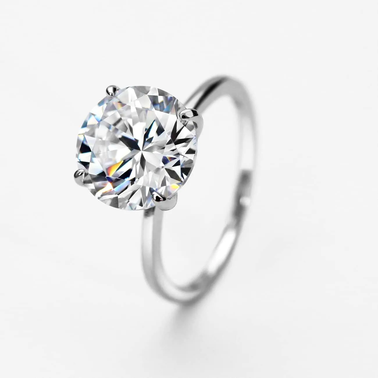 Michooyel S925 4ct Round Brilliant Cut Solitaire Engagement Rings For Women Wedding Ring Sterling Silver Cubic Zirconia Promise Ring Fine Jewelry For Women