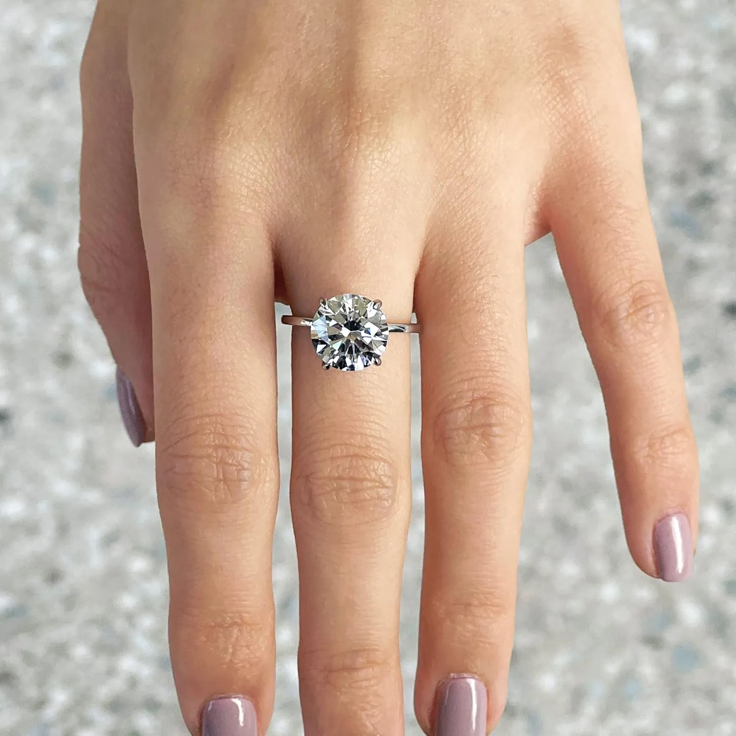 Michooyel S925 4ct Round Brilliant Cut Solitaire Engagement Rings For Women Wedding Ring Sterling Silver Cubic Zirconia Promise Ring Fine Jewelry For Women