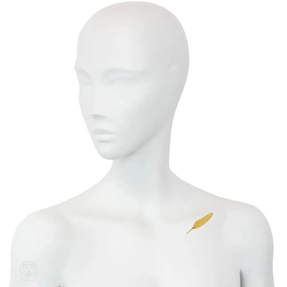 Mid-century French gold feather brooch