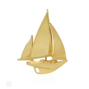 Mid-Century sailboat lapel pin