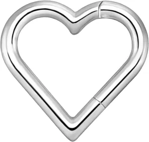Mini Heart Hoop Earrings Unisex Titanium Nose Ring Hypoallergenic Helix Septum Ring Tragus Cartilage Earrings Piercing JewelrySilver 1Pcs, single