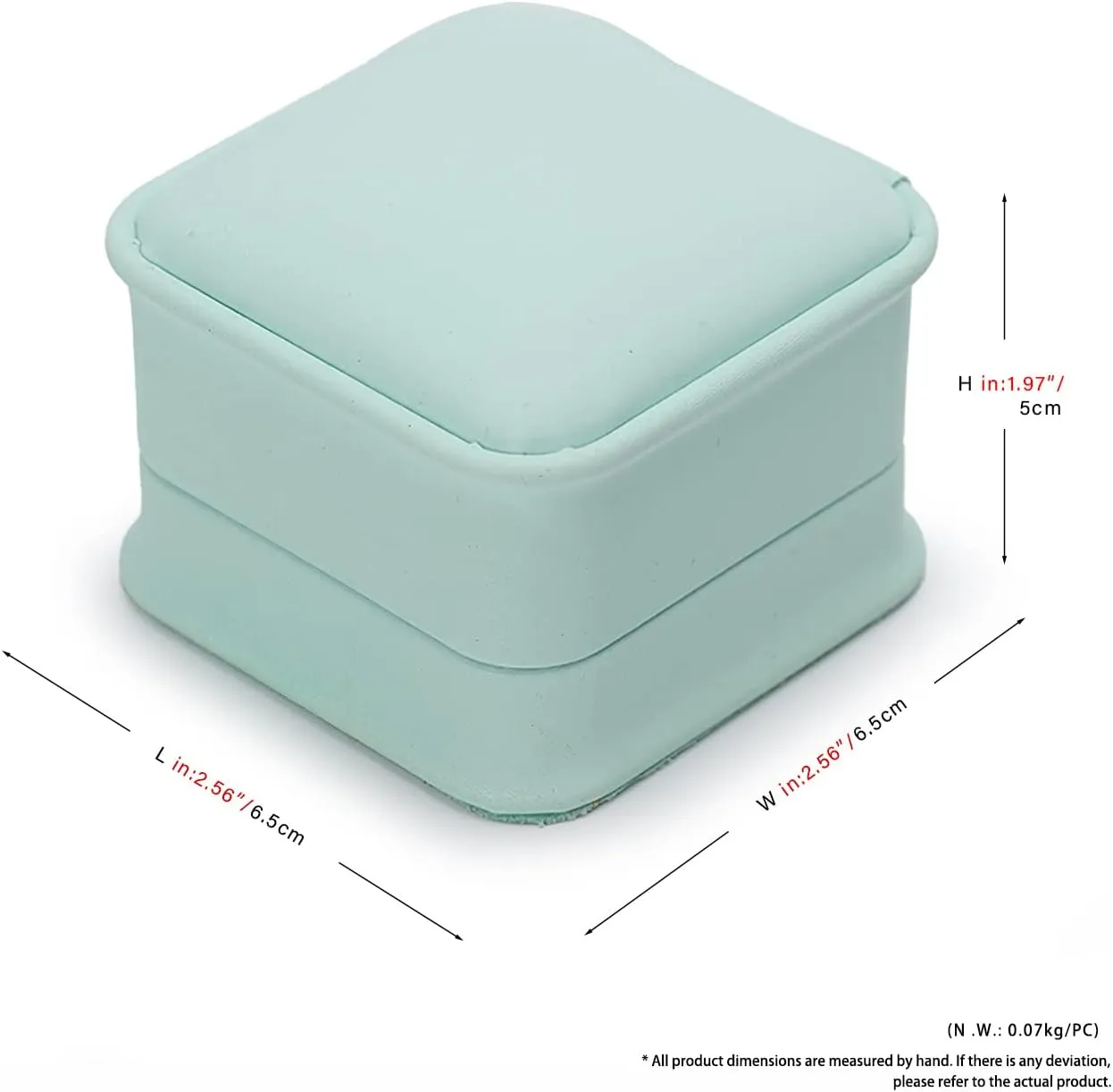 Mint-green PU Leather Engagement Proposal Ring Box Velvet Interior Jewelry Ring Gift Box