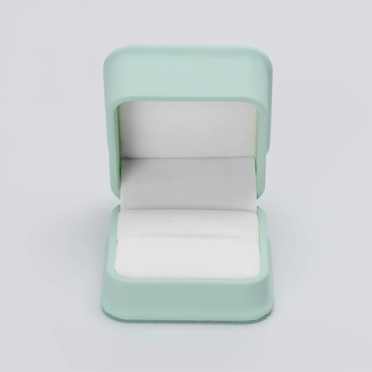 Mint-green PU Leather Engagement Proposal Ring Box Velvet Interior Jewelry Ring Gift Box