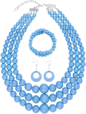 Miss U Hair Women's Chunky Large Statement Beads Necklace Earrings Stacked Bracelets Oversized Jewelry Set Halloween Party Outfit