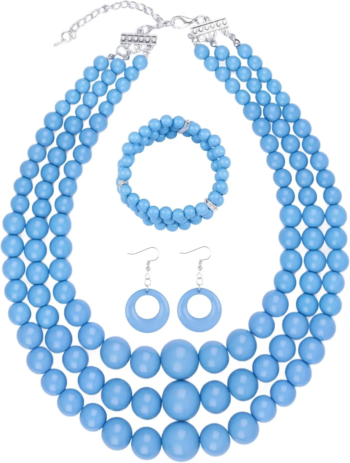 Miss U Hair Women's Chunky Large Statement Beads Necklace Earrings Stacked Bracelets Oversized Jewelry Set Halloween Party Outfit
