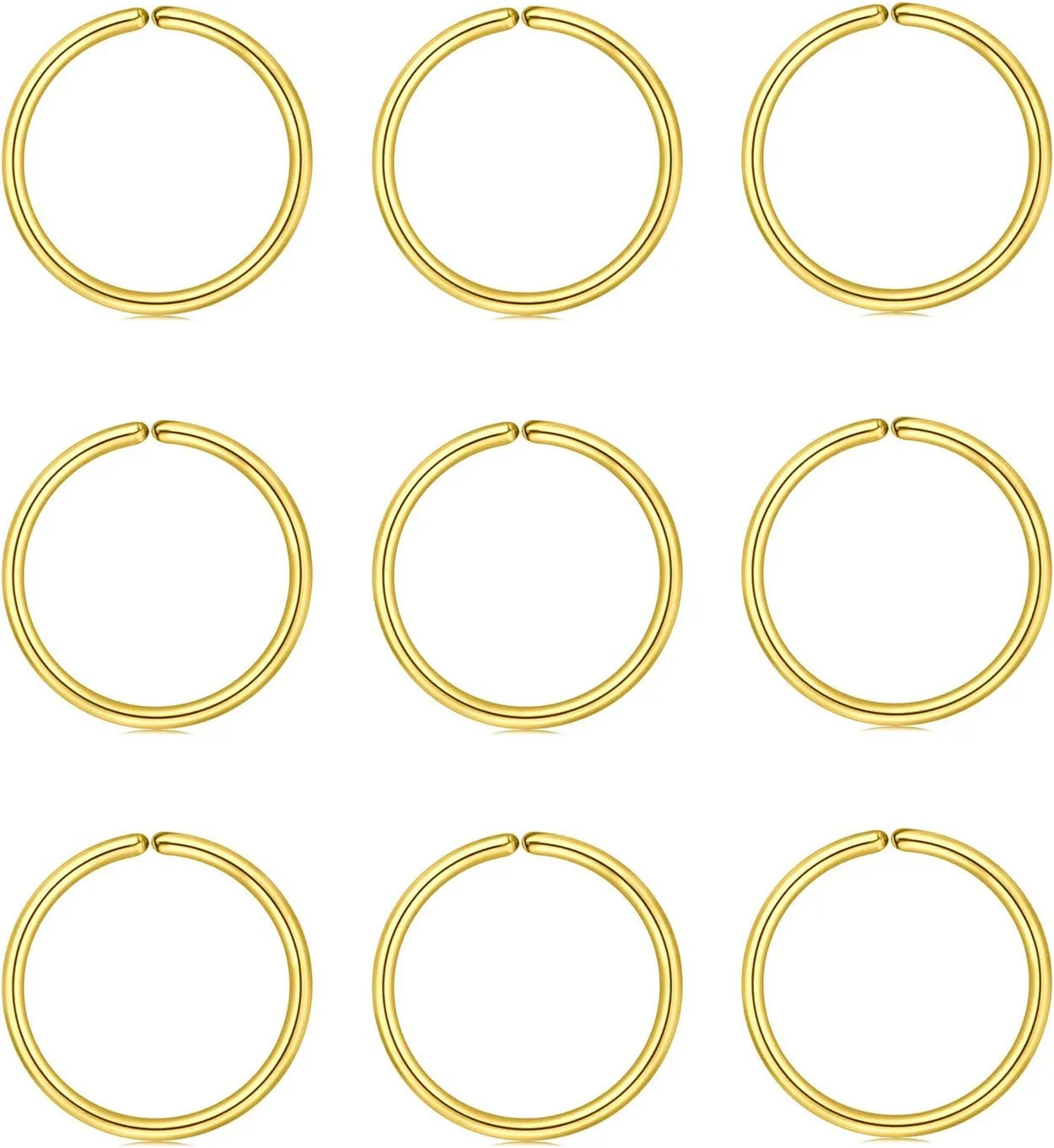 MODRSA Nose Rings - Hoops & Hoop Earrings for Cartilage & Tragus - 22g, 20g, 18g