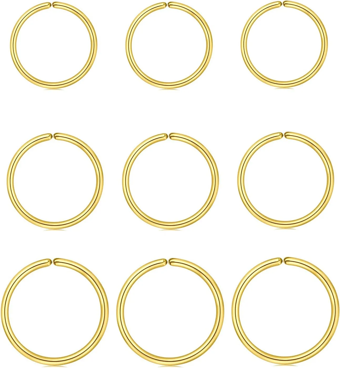 MODRSA Nose Rings - Hoops & Hoop Earrings for Cartilage & Tragus - 22g, 20g, 18g