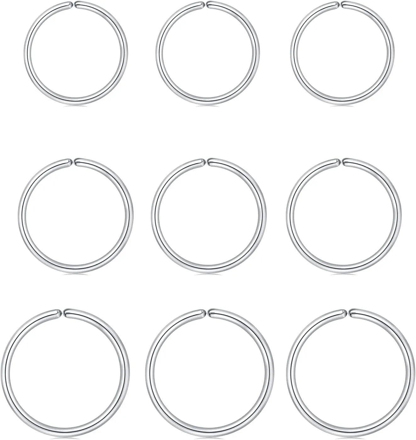 MODRSA Nose Rings - Hoops & Hoop Earrings for Cartilage & Tragus - 22g, 20g, 18g