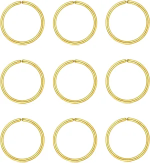 MODRSA Nose Rings - Hoops & Hoop Earrings for Cartilage & Tragus - 22g, 20g, 18g