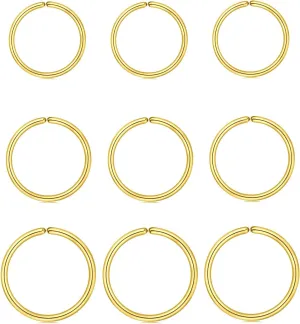 MODRSA Nose Rings - Hoops & Hoop Earrings for Cartilage & Tragus - 22g, 20g, 18g