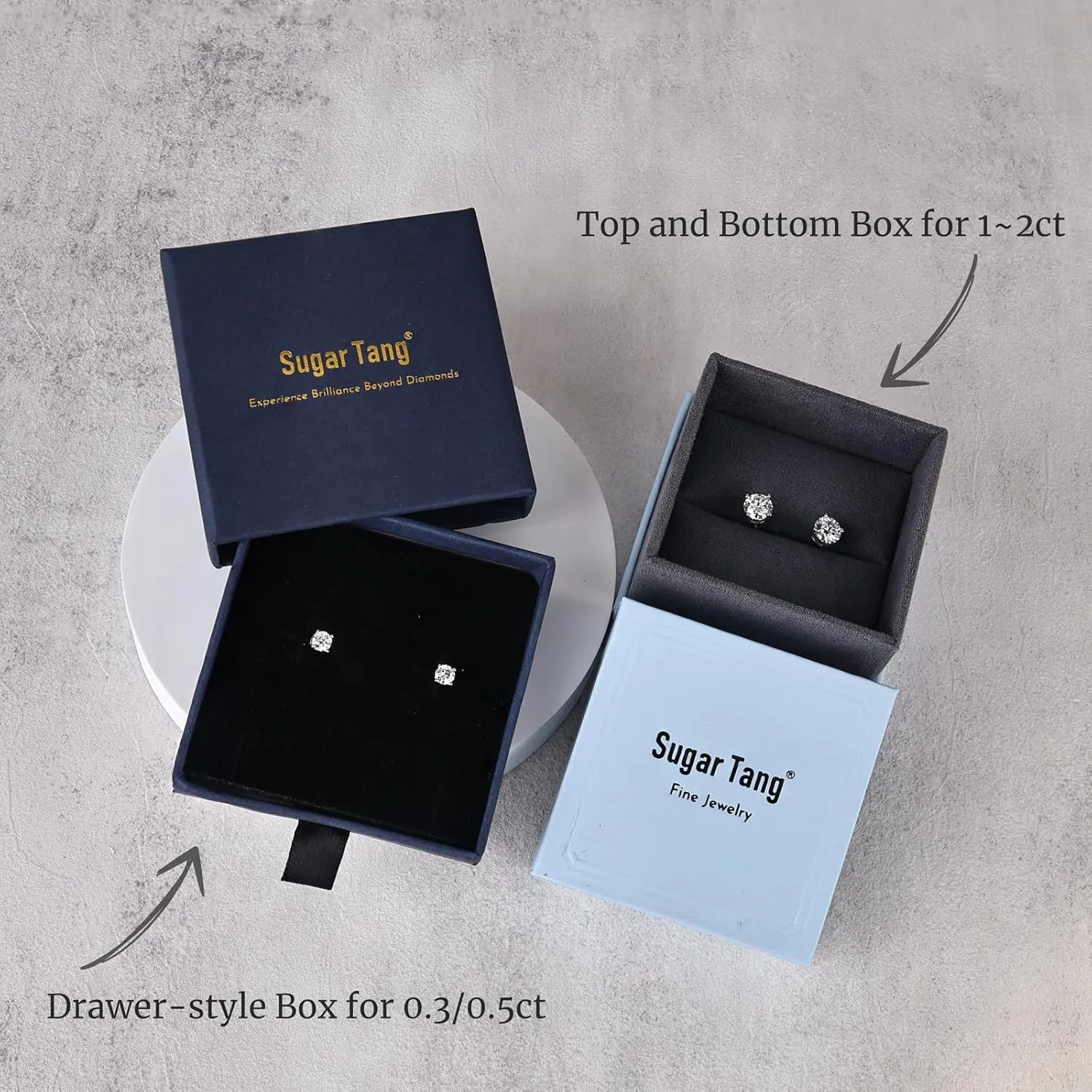Moissanite Earrings, Diamond Stud Earrings for Women 1-3 CT 18K White Gold Plated/S925 Sterling Silver Earring for Men, Lab Grown Hypoallergenic Jewelry