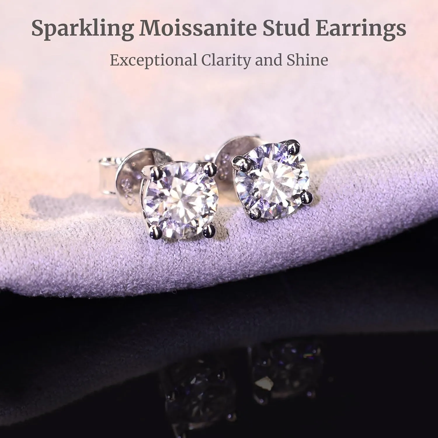 Moissanite Earrings, Diamond Stud Earrings for Women 1-3 CT 18K White Gold Plated/S925 Sterling Silver Earring for Men, Lab Grown Hypoallergenic Jewelry