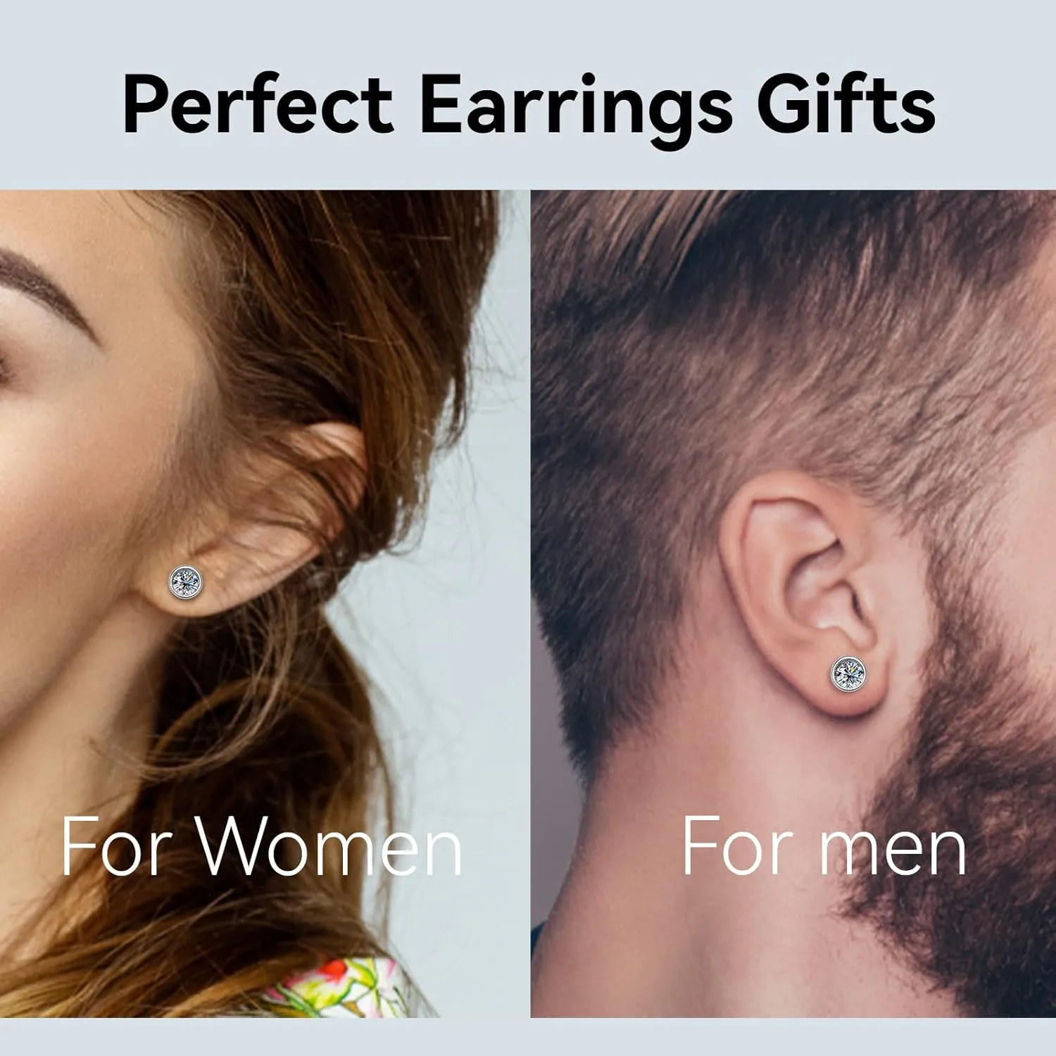 Moissanite Earrings for Women, 925 Sterling Silver 0.5-1ct D Color VVS1 Moissanite Stud Earrings, Hypoallergenic Earrings Studs for Sensitive Ears New Year Christmas Gifts