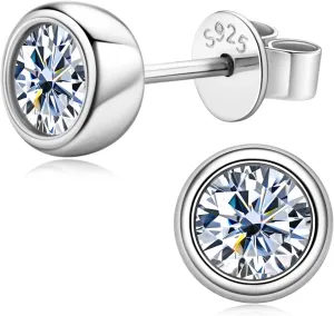 Moissanite Earrings for Women, 925 Sterling Silver 0.5-1ct D Color VVS1 Moissanite Stud Earrings, Hypoallergenic Earrings Studs for Sensitive Ears New Year Christmas Gifts