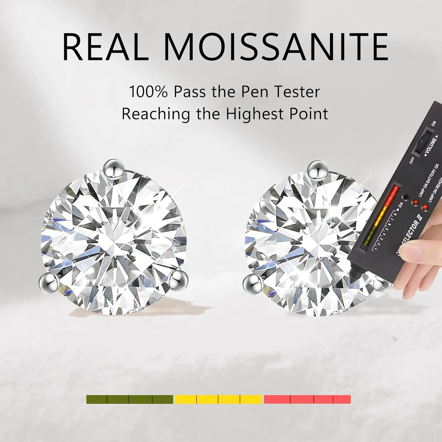 Moissanite Earrings, Screw Back Earrings for Women S925 Sterling Silver Hypoallergenic Earrings 18k Yellow Gold Plated Lab Created Moissanite Earrings D Color Brilliant Round Cut 0.3-3ct