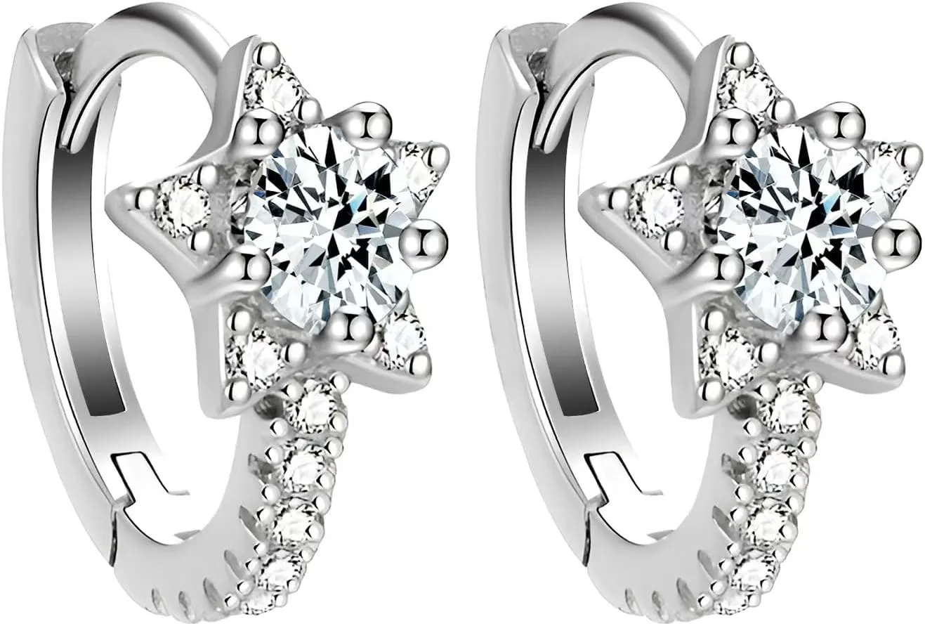 Moissanite Heart Earrings for Women, 14K Gold plated Hypoallergenic Moissanite Dainty Heart Stud Earrings for Women Studs Huggie Hoop Earrings Jewelry Gifts