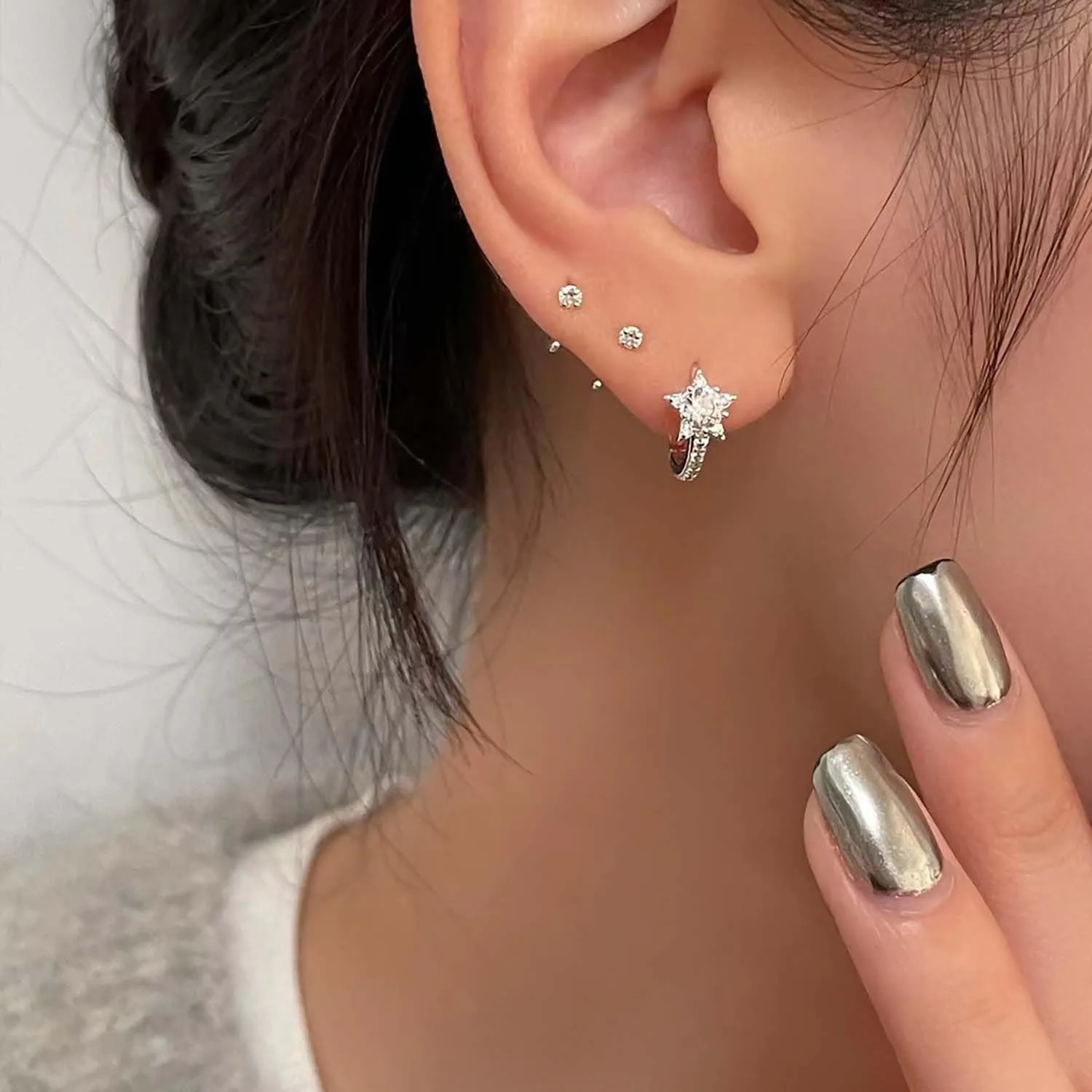 Moissanite Heart Earrings for Women, 14K Gold plated Hypoallergenic Moissanite Dainty Heart Stud Earrings for Women Studs Huggie Hoop Earrings Jewelry Gifts