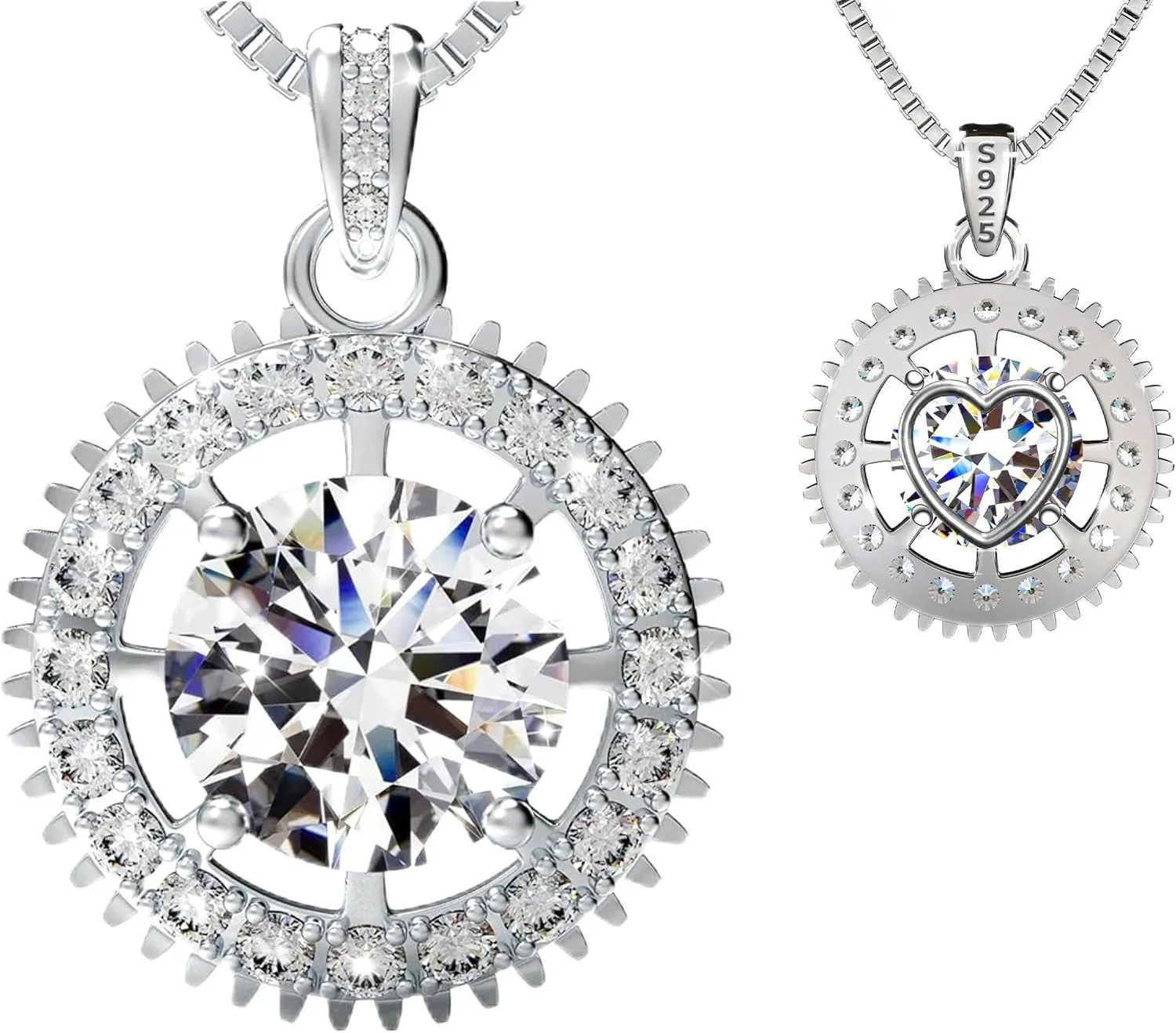 Moissanite Necklace for Women - 1CT-3CT Romantic Love Heart Pendant - Valentine's Day Gift for Her, 925 Sterling Silver, Anniversary and Birthday Moissanite Jewelry, Gifts for Wife or Girlfriend