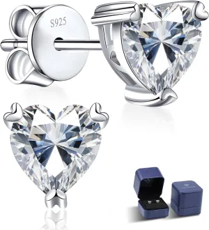 Moissanite Stud Earrings, 0.5-3CT Lab Created Moissanite Earrings Studs 18K White Gold Plated 925 Sterling Silver Earring Jewelry Gifts for Women Men