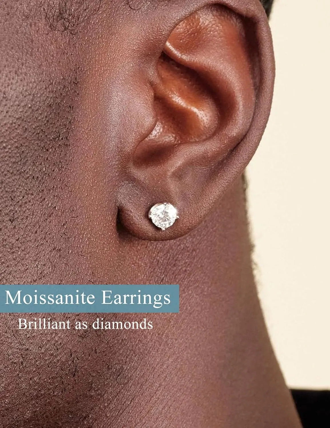 Moissanite Stud Earrings 18K White Gold Plated Sterling Silver Stud Earrings for Women Men Hypoallergenic Round Cut D Color VVS1 Clarity Lab Created Simulated Diamond Earrings 0.3-2ct Screw Back Push Back