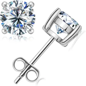 Moissanite Stud Earrings for Women, 0.5ct-2ct D Color Round Cut Lab Created Diamond Earring 18K White Yellow Rose Gold Plated 925 Sterling Silver Moissanite Earrings for Women