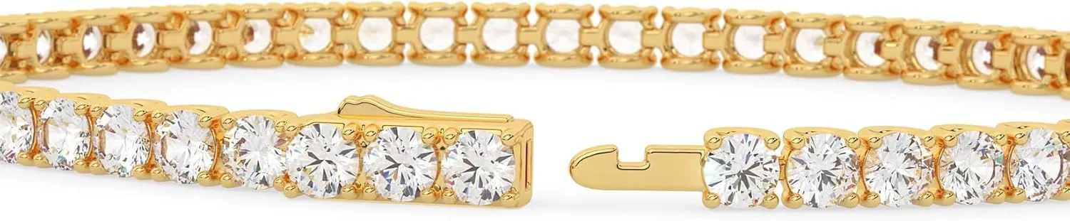 Moissanite Tennis Bracelet for Women | 3mm ~ 4mm D Color VVS1 | 8.2510.25 CTW | 7" Vermeil 24K Yellow Gold or Rhodium Plated Sterling Silver | Classic Scoop Link Design | Gift Ready by Adora Fine Jewelry