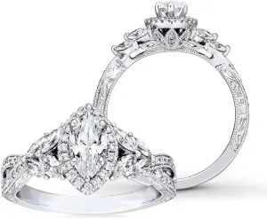 Molioaki 1-3/8 Carat (ctw) D-VVS1 moissanite engagement rings for women Platinum Plated Silver moissanite rings-Y-7-