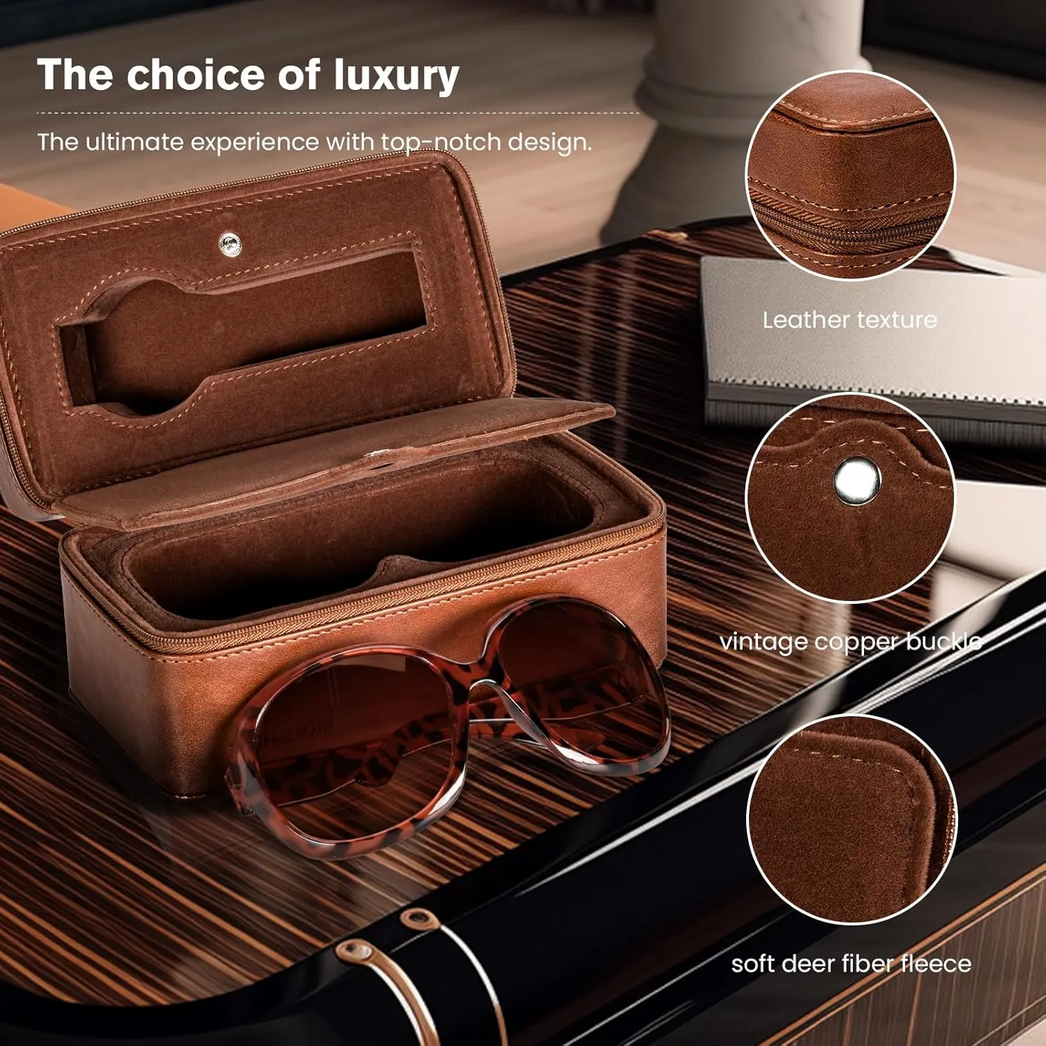 molshine Watch & Sunglasses Portable Case,Eyeglasses & Jewelry Holder Storage Travel Box for Women Men Girl Model