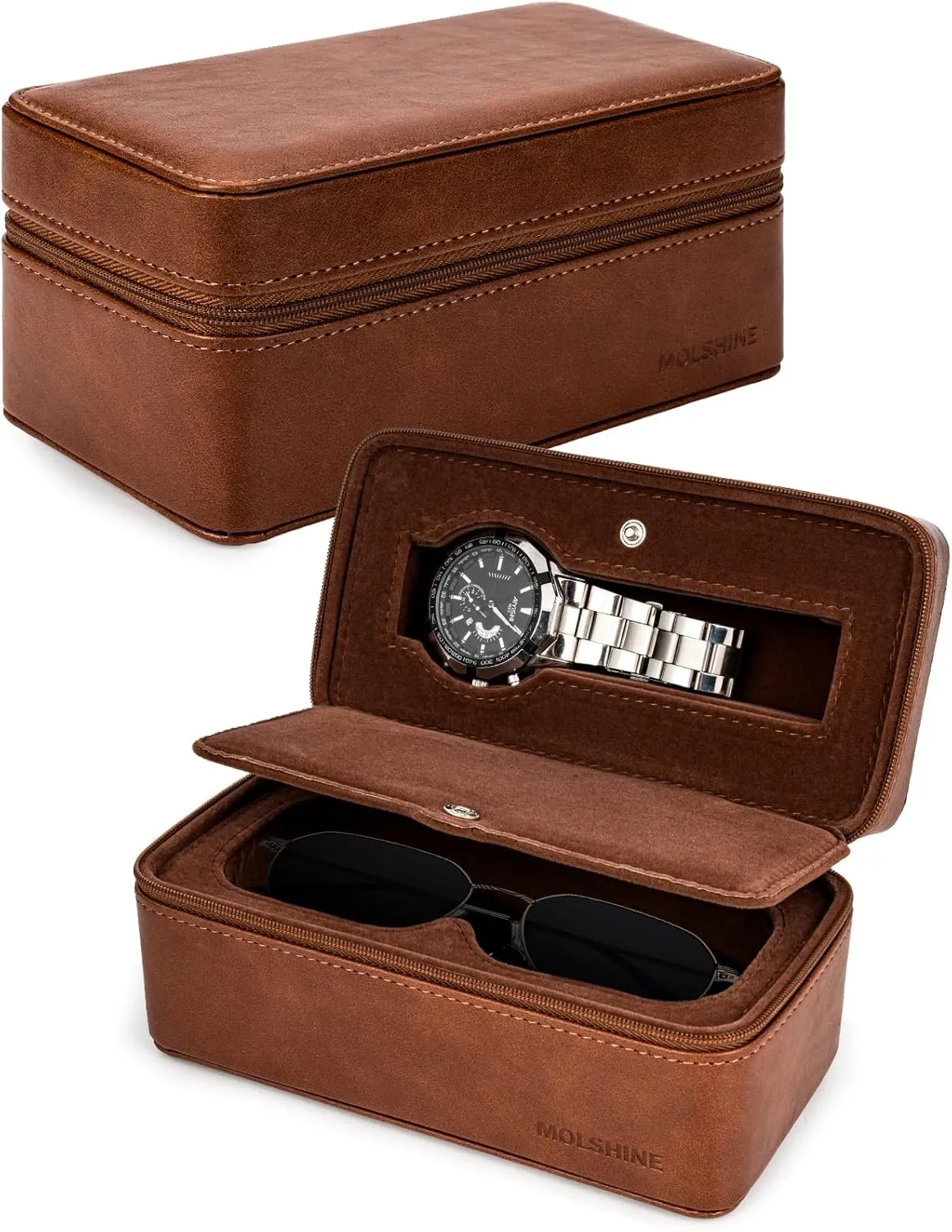 molshine Watch & Sunglasses Portable Case,Eyeglasses & Jewelry Holder Storage Travel Box for Women Men Girl Model