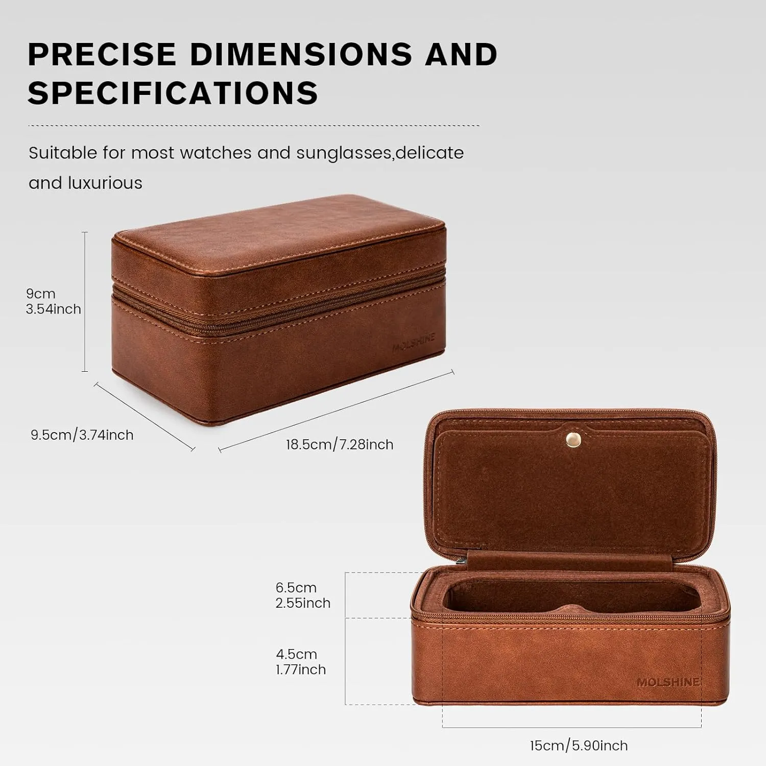 molshine Watch & Sunglasses Portable Case,Eyeglasses & Jewelry Holder Storage Travel Box for Women Men Girl Model