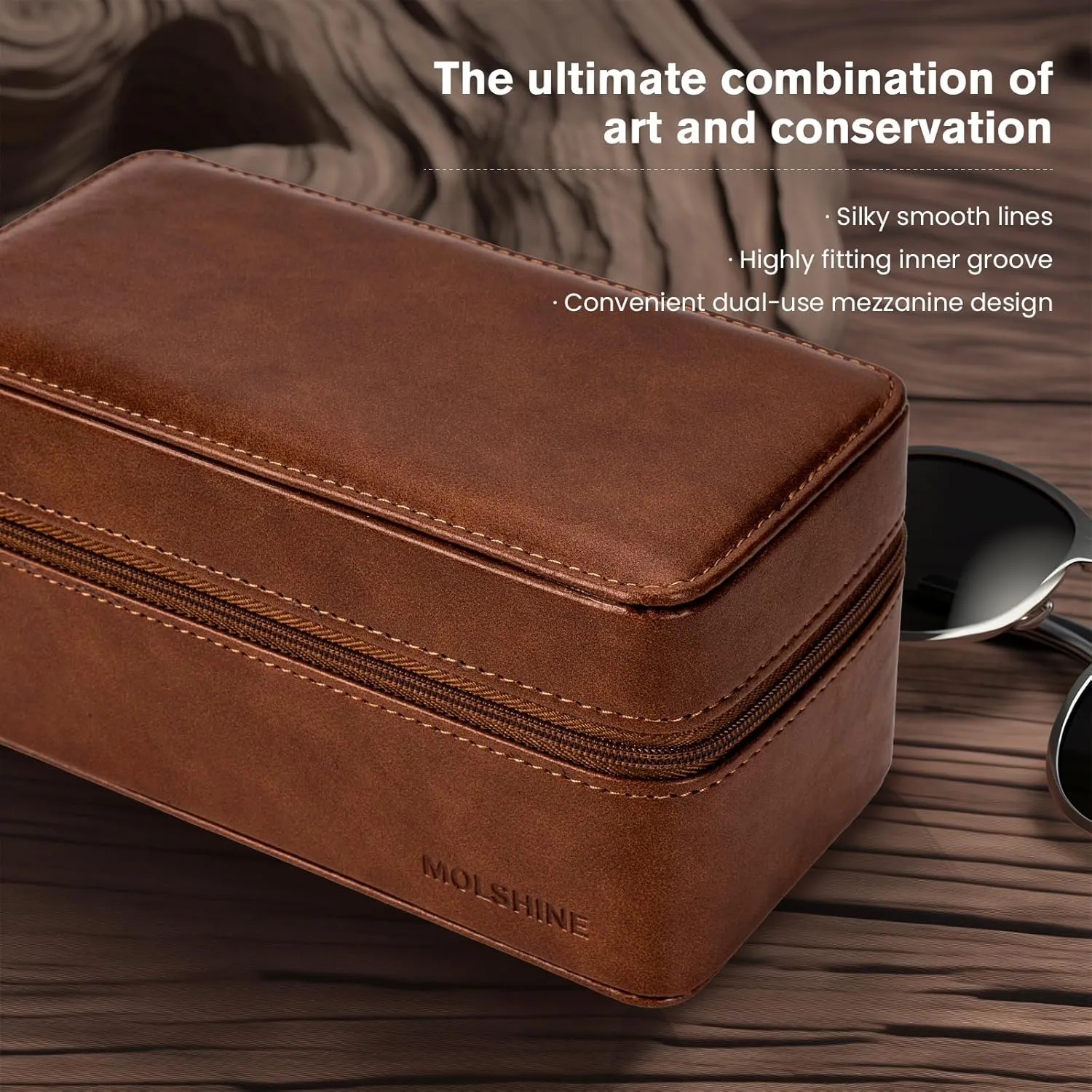 molshine Watch & Sunglasses Portable Case,Eyeglasses & Jewelry Holder Storage Travel Box for Women Men Girl Model