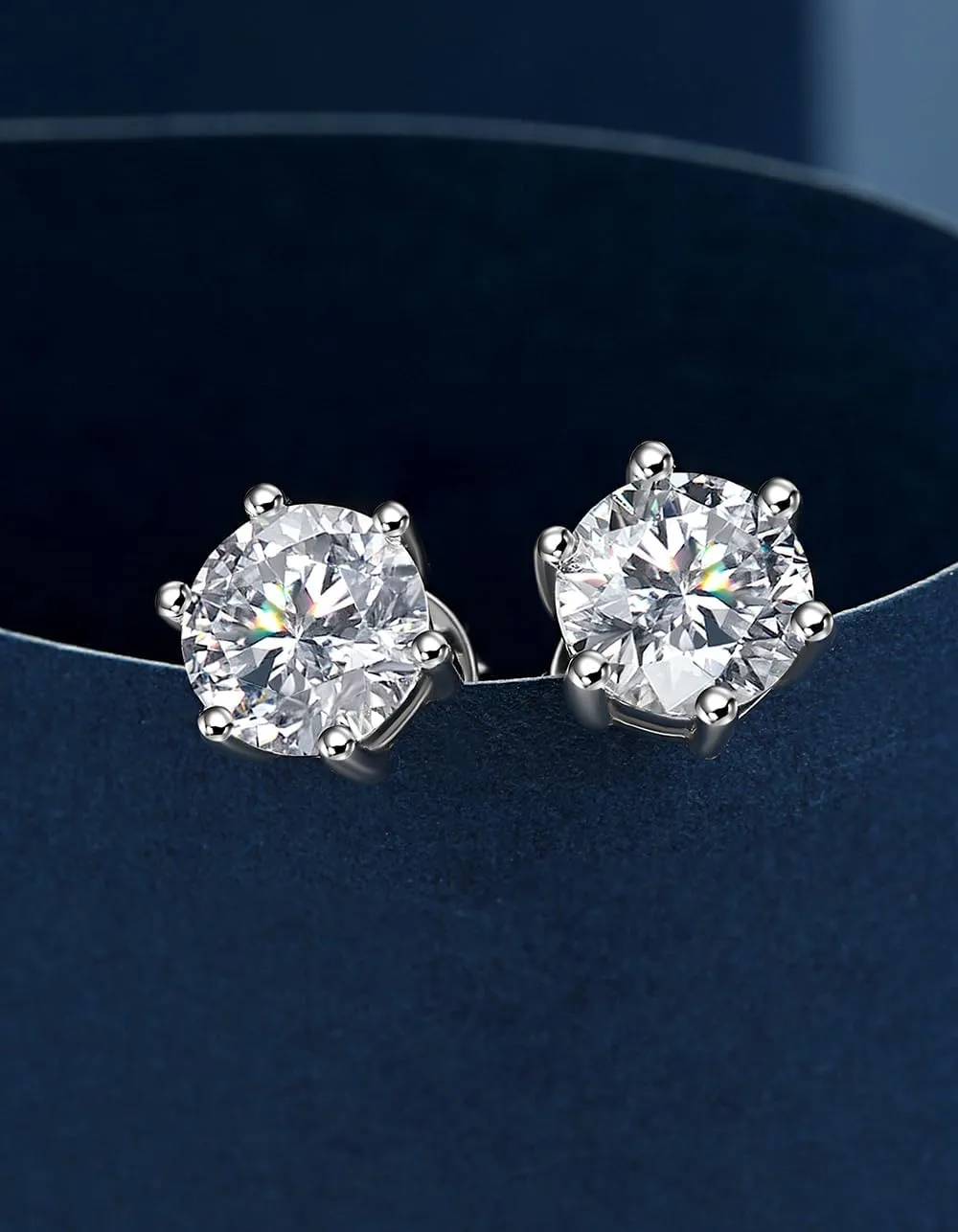 MomentWish Moissanite Earrings, Birthday Gifts for Her, Simulated Diamond Stud Earrings for Women, 925 Sterling Silver Studs Jewelry Gift for Anniversary Christmas