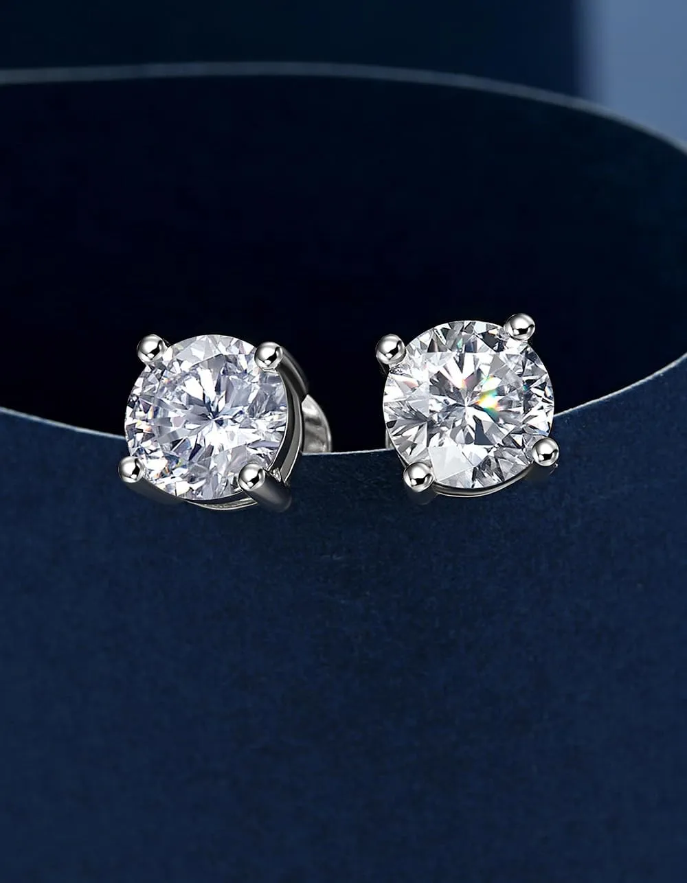 MomentWish Moissanite Earrings, Birthday Gifts for Her, Simulated Diamond Stud Earrings for Women, 925 Sterling Silver Studs Jewelry Gift for Anniversary Christmas