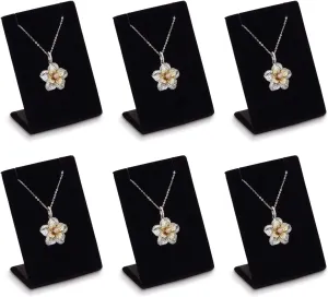 MOOCA 6 Pcs Set Black Velvet Covered Earring Display Stand Pendant Jewelry Organizer Display Holder for Earring, Pendant Accessory Rack for Showcase, 2 1/4 W x 1 1/2 D x 3 1/2 H in, Black Velvet