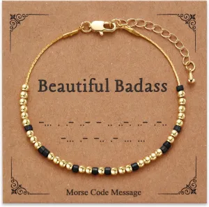 Morse Code Bracelet for Women, Badass Bracelets Funny Birthday Gifts for Women friendship Christmas Gift for Bestie