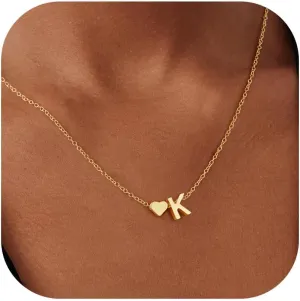 Mother Day Gifts for Mom from Daughter Son - 14K Gold Plated Heart Initial Necklaces for Women, Dainty Tiny Gold Necklace Women Jewelry, Birthday Gift Graduation Gifts for Her Mothers Day Gift