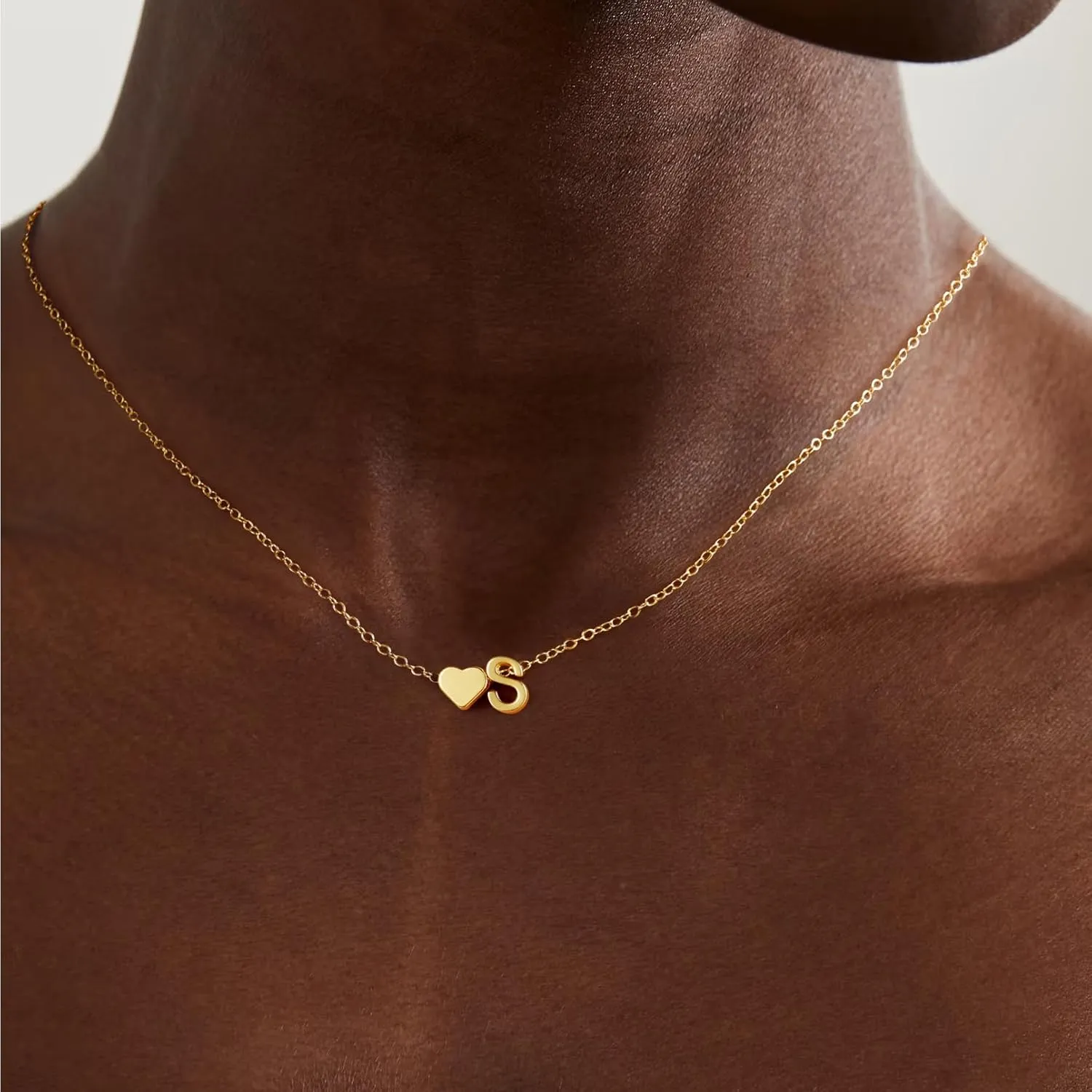 Mother Day Gifts for Mom from Daughter Son - 14K Gold Plated Heart Initial Necklaces for Women, Dainty Tiny Gold Necklace Women Jewelry, Birthday Gift Graduation Gifts for Her Mothers Day Gift