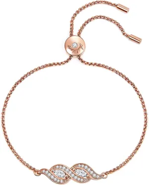 Mothers Day Gifts, Interlocking Hearts/Circles/Infinity/Flower/4 Leaf Clover Adjustable Link Chain Bracelet, Christmas Birthday Love Jewelry Present for Women Girls Mom Daughter Sister