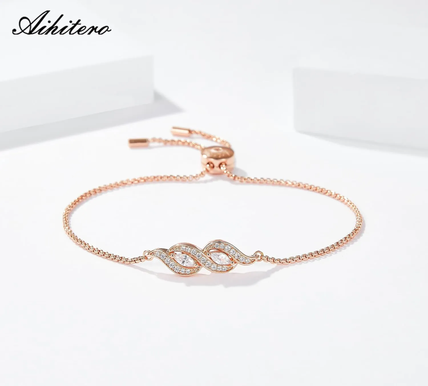 Mothers Day Gifts, Interlocking Hearts/Circles/Infinity/Flower/4 Leaf Clover Adjustable Link Chain Bracelet, Christmas Birthday Love Jewelry Present for Women Girls Mom Daughter Sister