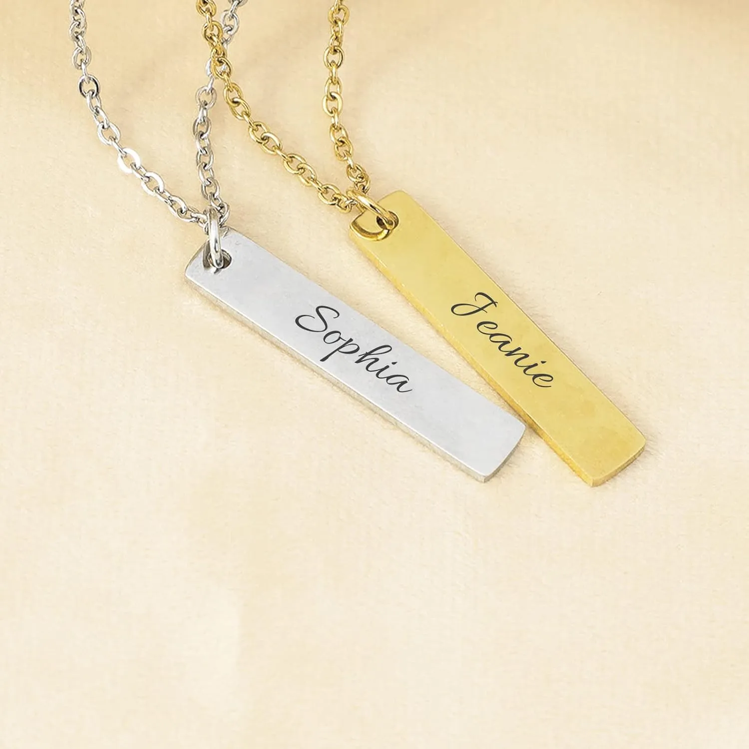 MOTICIUS Name Bar Necklace for Women Personalized Name Necklace Gift Custom Jewelry With Gift Box Custom Necklaces for Women Mom Engraved Necklace for Women Valentines Day Mothers Day Gift