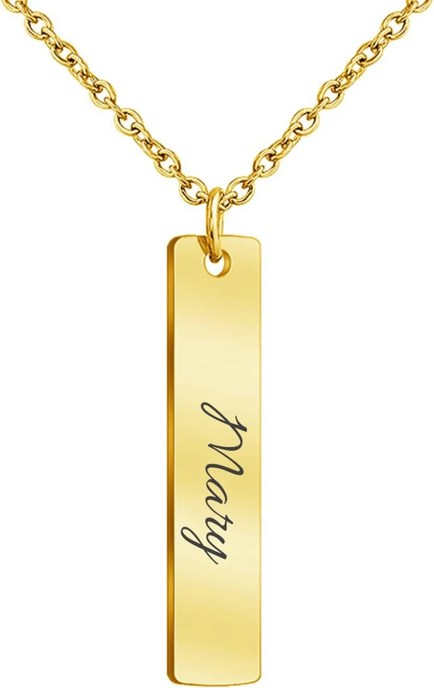 MOTICIUS Name Bar Necklace for Women Personalized Name Necklace Gift Custom Jewelry With Gift Box Custom Necklaces for Women Mom Engraved Necklace for Women Valentines Day Mothers Day Gift