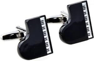 MRCUFF Grand Piano Black Pair Cufflinks in a Presentation Gift Box & Polishing Cloth