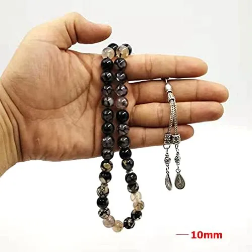 Muslim Man's Bracelets Natural agates Tasbih gift Islam rosary misbaha Featured prayer beads 33 66 99beads (12mm, 99 beads)