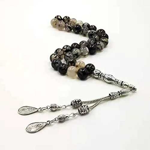 Muslim Man's Bracelets Natural agates Tasbih gift Islam rosary misbaha Featured prayer beads 33 66 99beads (12mm, 99 beads)