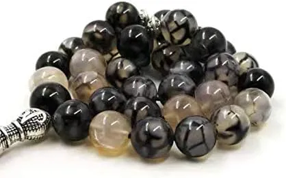 Muslim Man's Bracelets Natural agates Tasbih gift Islam rosary misbaha Featured prayer beads 33 66 99beads (12mm, 99 beads)