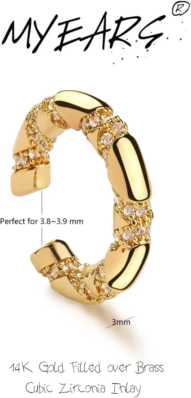 MYEARS Women Ear Cuff Earring Gold Non Pierced Ear Cartilage Clip on Wrap Hoop 14K Gold Filled Tiny Boho Beach Simple Minimalist Delicate Handmade Hypoallergenic Jewelry Gift-Sold as Single/Pair