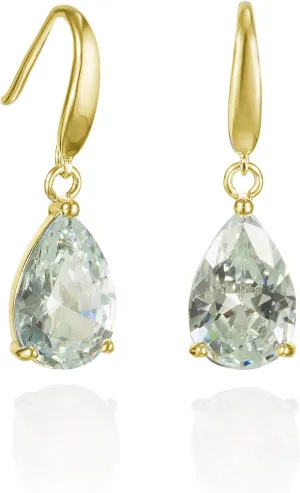 Namana Pear Drop Earrings for Women, Teardrop Earrings for Women with Blue, Pink, Red, Green, Sky Blue, or Clear Stones in a Pear Cut, Dangle Earrings for Women with Giftbox