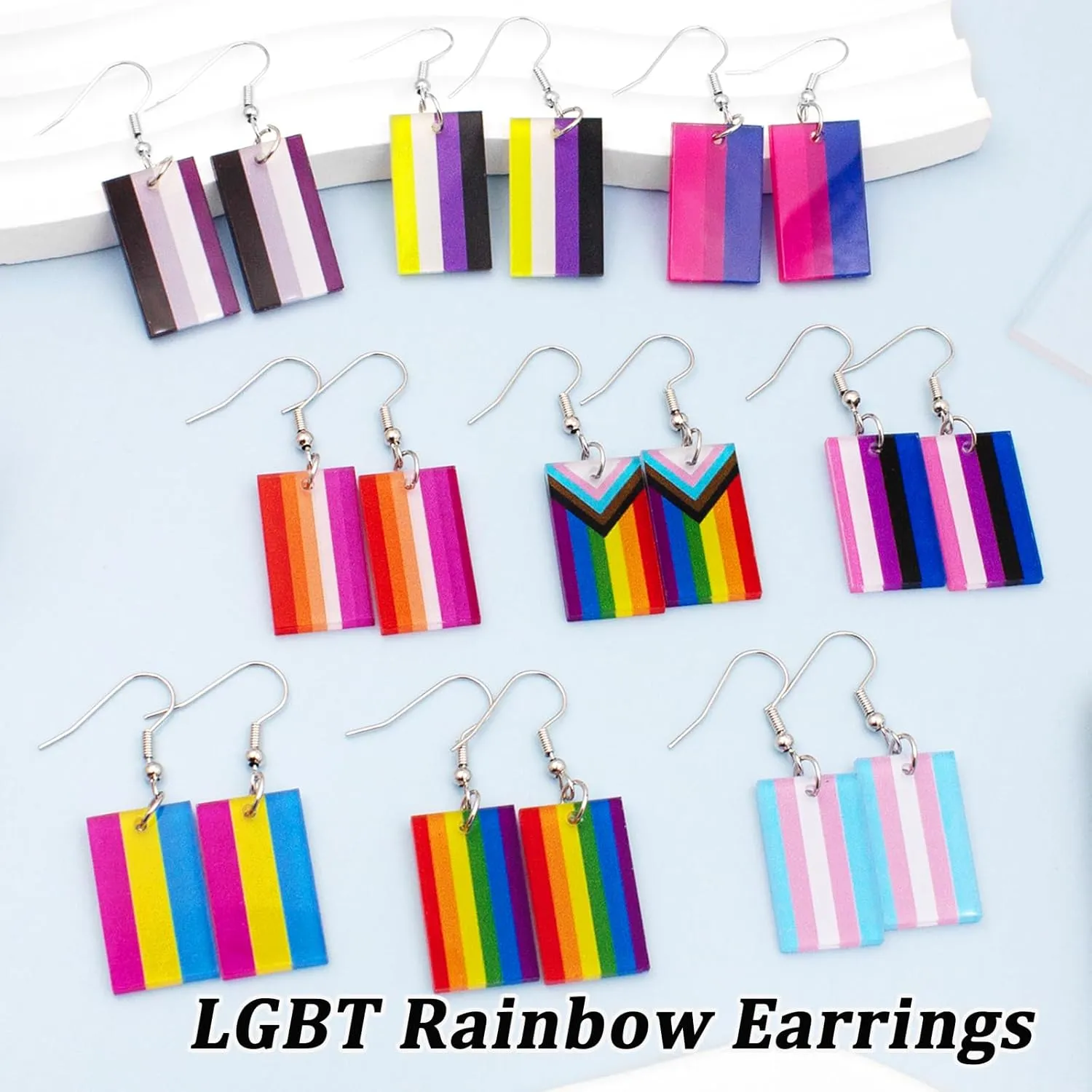 Nanafast LGBT Rainbow Pride Earrings for Women Lesbian Bisexual Pansexual Transgender Nonbinary Asexual Gender Fluid Progress Flag Heart Earrings LGBTQ Pride Jewelry for Pride Month