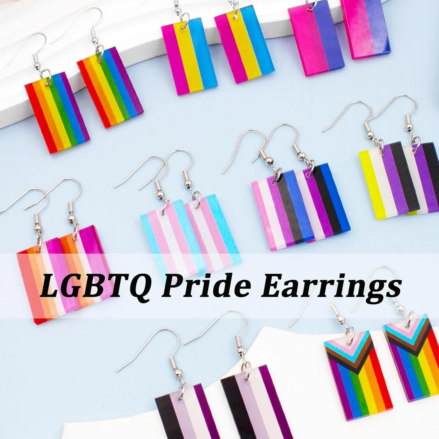Nanafast LGBT Rainbow Pride Earrings for Women Lesbian Bisexual Pansexual Transgender Nonbinary Asexual Gender Fluid Progress Flag Heart Earrings LGBTQ Pride Jewelry for Pride Month